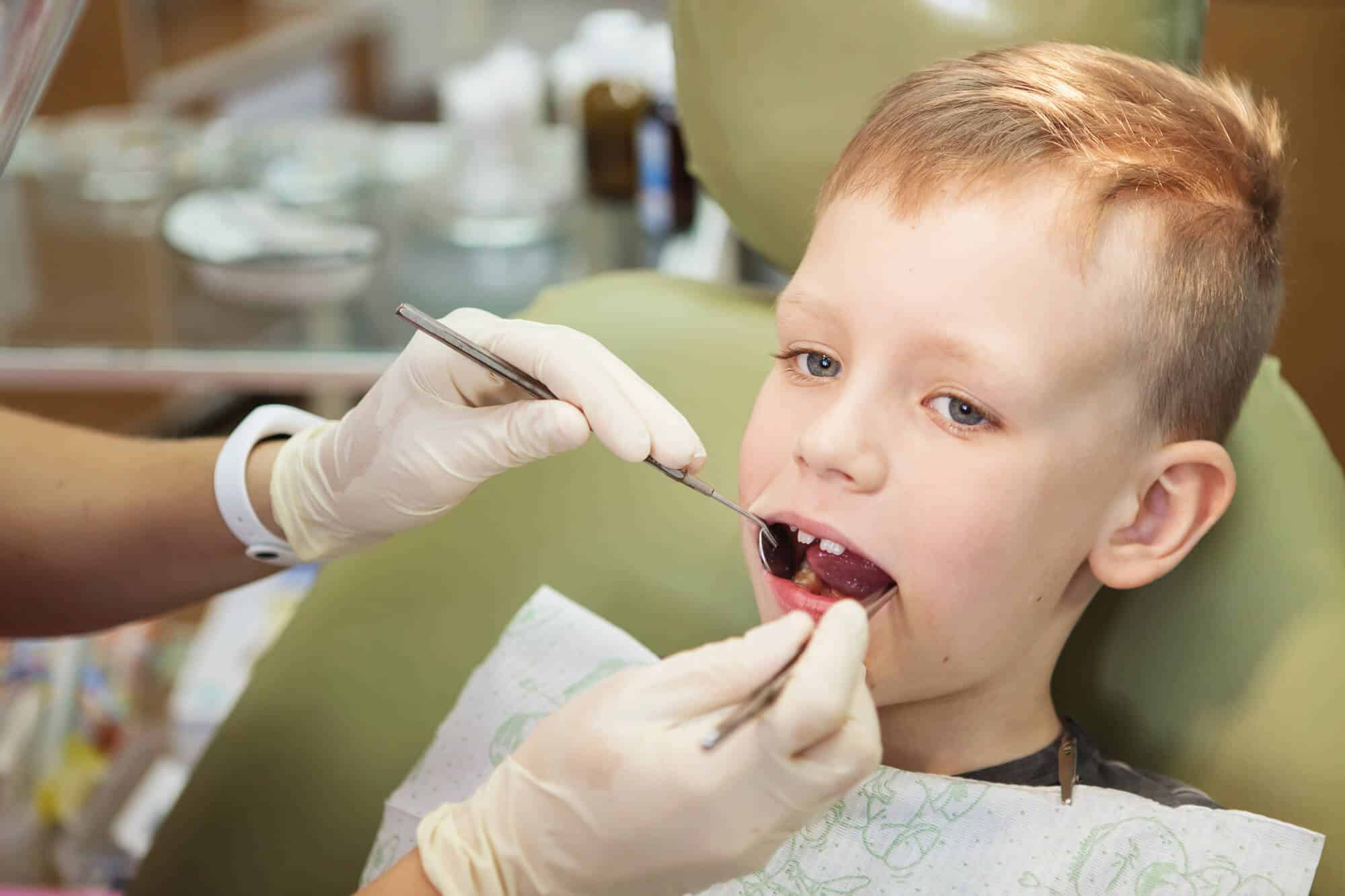 boy getting his teeth checked by a wilmington family dental specialist